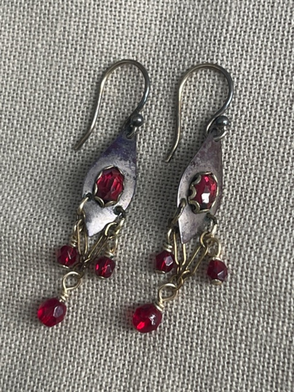 Garnet Crystal Dangle Earrings - Elegant Women's Jewelry 925 Sterling